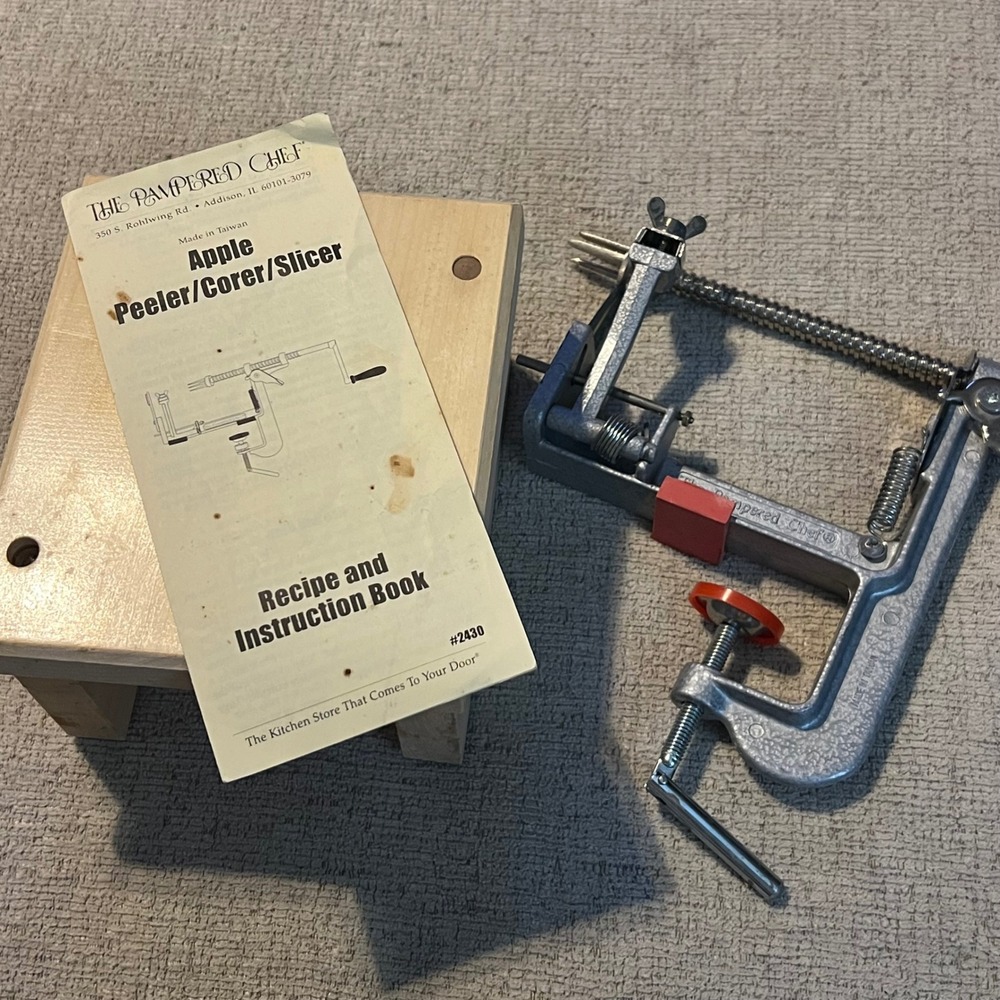 The Pampered Chef Apple Peeler Corer Slicer 2430 with Stand and Manual